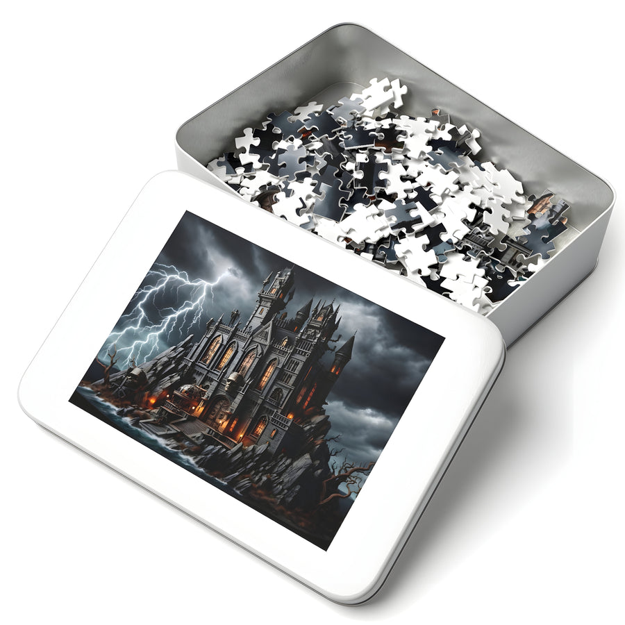 Adult Puzzle | Gothic Castle Eerie Lightning |  Jigsaw | Brain Teaser | Verkadi