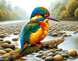 Jigsaw Puzzle | " Kingfisher's Colorful Contemplation" | Verkadi