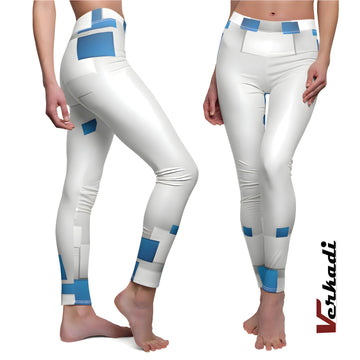 Yoga Leggings | "Urban Edge Women Leggings" | Stylish Tights - Geometric Blue Patterns | Yoga Pants | Yoga Activewear | Leggings | Verkadi.