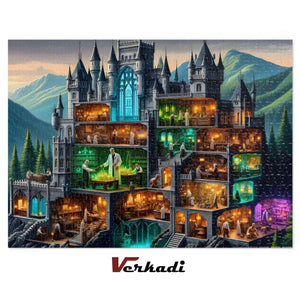 Completed fantasy castle jigsaw ready for framing
