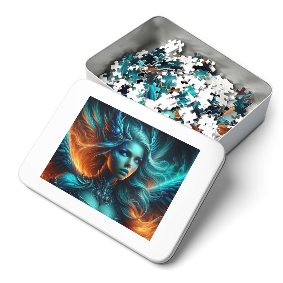 Aquaflame Valkyrie fantasy art adult jigsaw puzzle featuring fire and ice goddess artwork