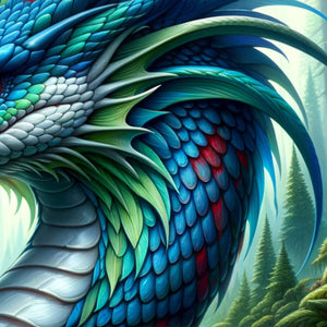 Dragon neck plates and leaf-like plumes—fantasy puzzle detail