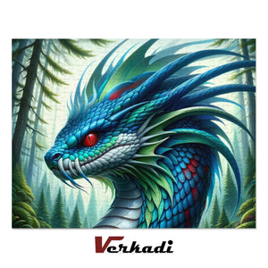 Completed Blue Serpent Forest Guardian 1000-piece dragon puzzle