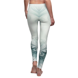 Yoga Leggings | "Mint Whisper Yoga Pants" | Gentle Curve Print Leggings for Workout | Soft Teal Workout Tights | Gym Leggings | Verkadi