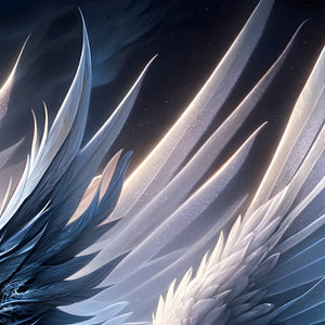 Glowing ethereal wings with moonlit texture from fantasy jigsaw puzzle