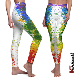 Leggings | "Vibrant Paint Splatter Yoga Leggings" | Bold Look Activewear | Yoga Pants | High Waisted Leggings | Fitness | Gym | Verkadi