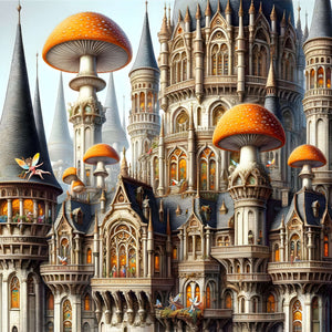 Whimsical fantasy jigsaw puzzle for adults—Fairyland Mushroom Castle hero artwork.