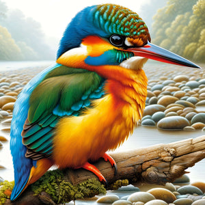 Full kingfisher scene on riverbank used for the adult’s wildlife jigsaw puzzle.