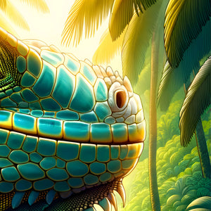 Close-up of iguana face and scales for adult jigsaw puzzle detail