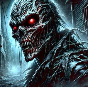 Wider composition of the Midnight Marauder in an icy alley—dramatic, high-detail artwork.