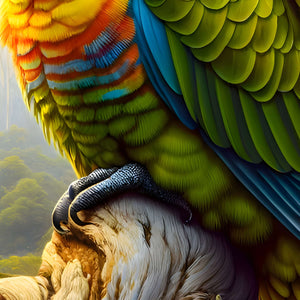 Parrot claw on driftwood branch—textured pieces for adults.