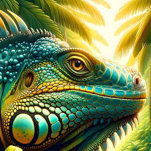 Vertical portrait of colorful iguana in jungle—110/252/500/1000/2000-piece adult puzzle