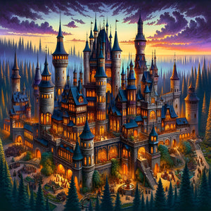 Gothic Transylvanian castle jigsaw puzzle for adults at twilight—main hero image.