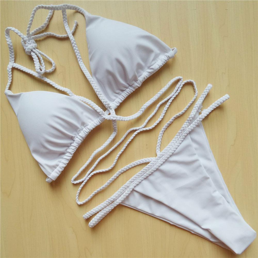 Hot Braided Strap Padded String Swimwear Bikini Set