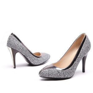 Glitter Bling Spike Heel Pointed Toe Pumps Sandals Shoes Verkadi.com