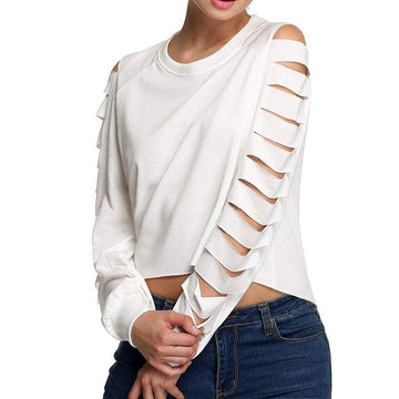 Fashion Ripped Long Sleeve Street Wear Hoodie Sweatshirt Verkadi.com