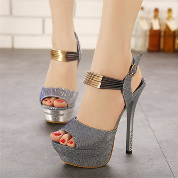 Ankle Strap High Heels Platform Peep Toe Pumps Sandals