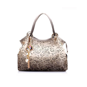 Designer Hollow Out Floral Print Shoulder Handbag