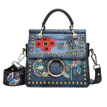 Vintage Hip Embroidery Rivets Flip Design Shoulder Handbag Verkadi.com