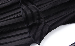 Black A-Line Mesh Retro Ruffles Mini Dress