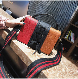 Cool Small Square Knit Hit Color Retro Shoulder Handbag