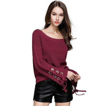 Elegant Sweater Casual Long Flare Sleeve O-neck Pullover Top Verkadi.com