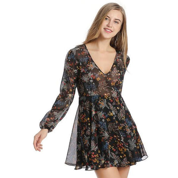 Sexy Casual Chiffon Elegant Print  Short Dress Verkadi.com