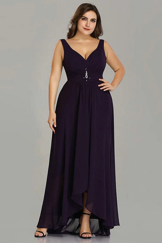 Elegant Plus Size A Line Sleeveless High Low Gown Formal Dress