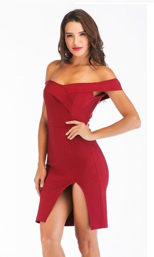 Off shoulder Bandage Empire Strapless Midi Dress