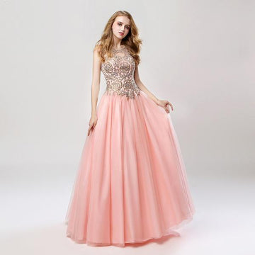 Tulle Lace Up Back Beading Applique Prom Dress Verkadi.com
