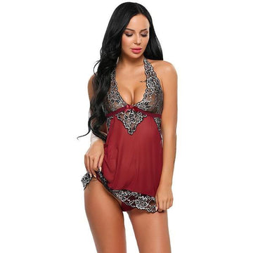 Sexy Halter Lace Mesh Nightwear Lingerie Set Verkadi.com