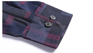 Casual Cotton Plaid Long Sleeve Turn-down Collar Men Shirt