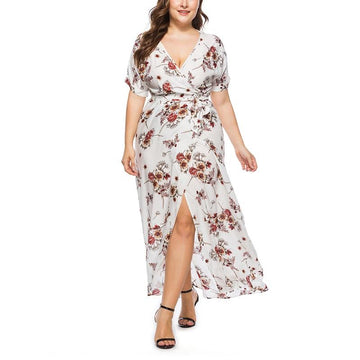Sexy Floral Printed Long Plus Size Maxi Dress Verkadi.com
