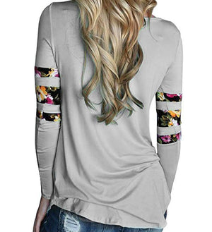 Casual Style Long Sleeve Print O-Neck Top Verkadi.com