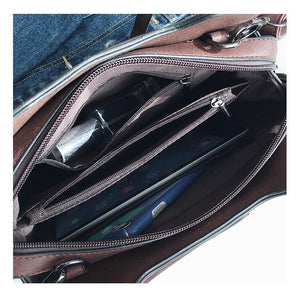 Hip Frosted Retro PU Leather Tote Shoulder Handbag