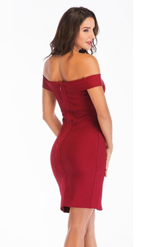 Off shoulder Bandage Empire Strapless Midi Dress