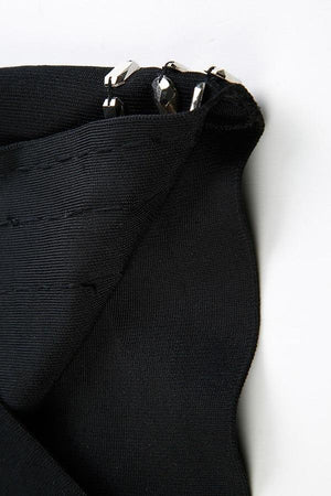 Riveted Strap Long Sleeve Bodycon Pencil Mini Dress