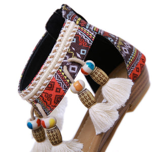 Leather Bohemian Rhinestone Ethnic Wind Summer Sandals