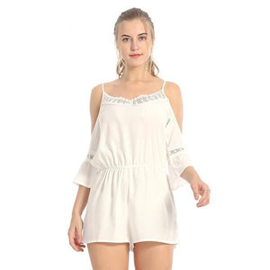 Casual Summer Flare Sleeve Soft Chiffon Romper Dress Verkadi.com