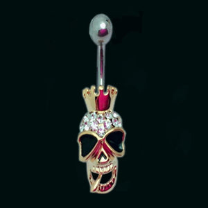 Sexy Royal Crown Smoking Skull Belly Button Ring
