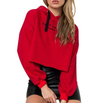 Sexy Crop Casual Long Sleeve Short Top Hoodies Sweatshirt Verkadi.com
