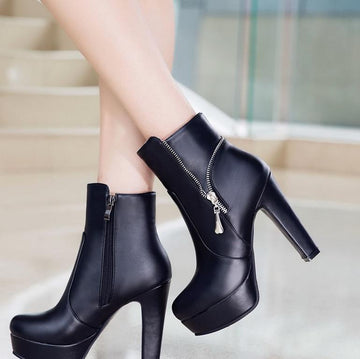 Fashion Platform Square High Heels Ankle Boots Verkadi.com