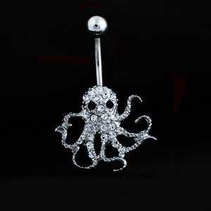 Crystal Octopus Navel Piercing Belly Button Ring