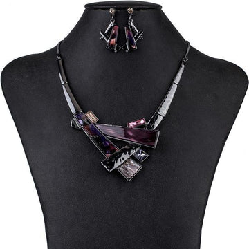 Purple Crystal Resin Unique Design Jewelry Set Verkadi.com