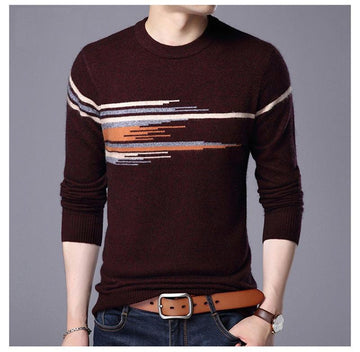 Mink Cashmere Wool Pattern O-Neck Pullover Verkadi.com