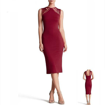 Shoulder String Strapped Evening Sleeveless V-Neck Slim Dress