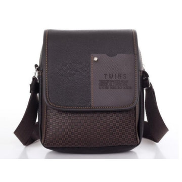 Vintage Unisex Cross Body PU Leather Plaid Shoulder Bag Verkadi.com