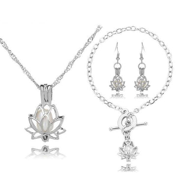 Elegant Lotus Pearl Cage Locket Set Verkadi.com