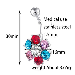 Sexy Colorful Flower Leaves Navel Piercing Belly Button Ring Verkadi.com