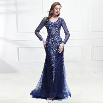 Spicy Transparent Long Sleeve Mermaid Evening Dress Verkadi.com